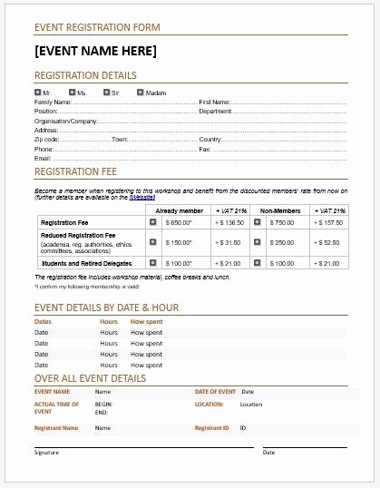 Registration form Template Word Best Of event Registration form Template