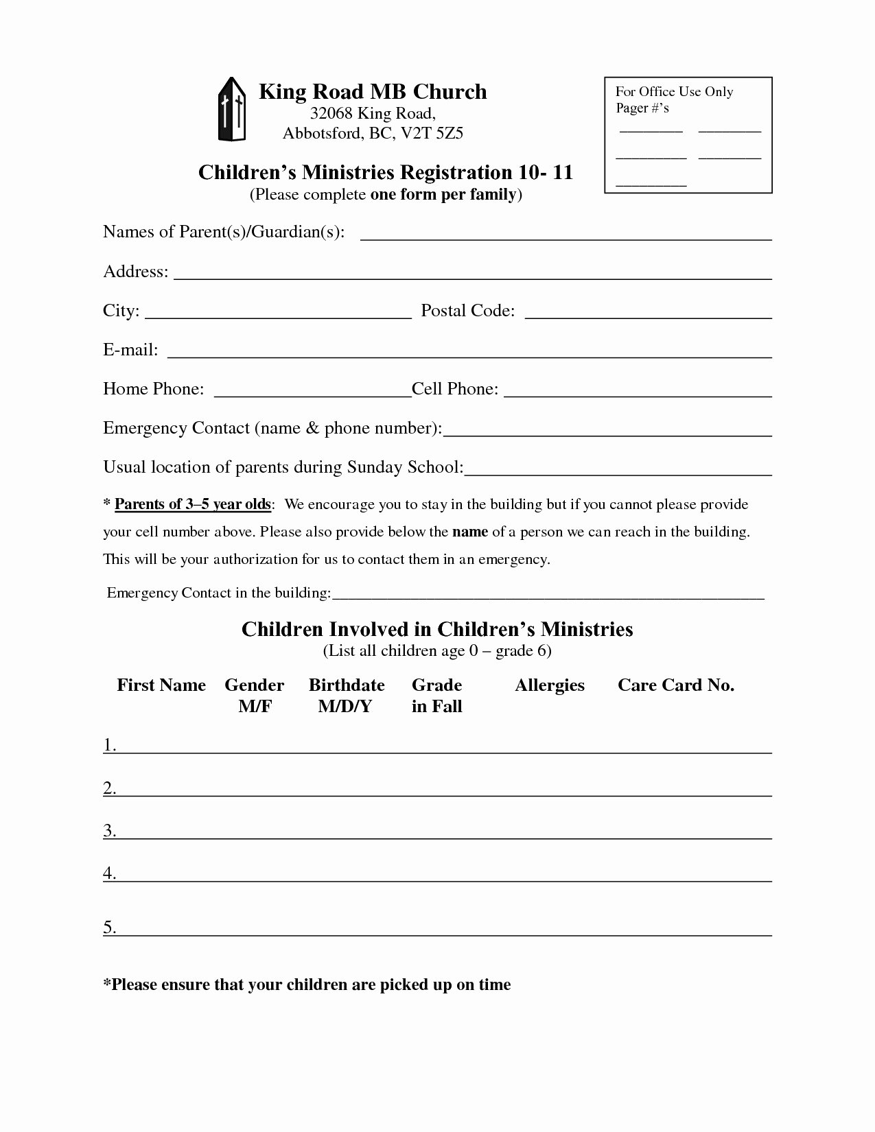 Registration form Template Word Elegant Church Registration form Template Word Templates
