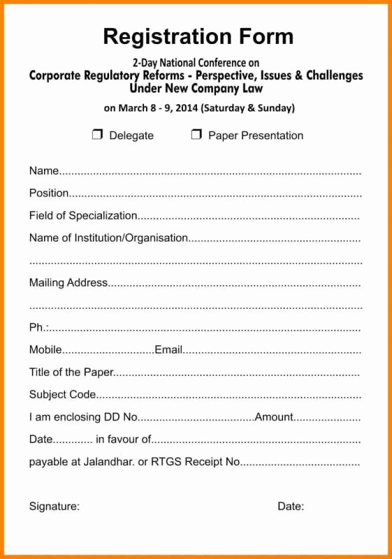Registration forms Template Word Awesome Registration form Template