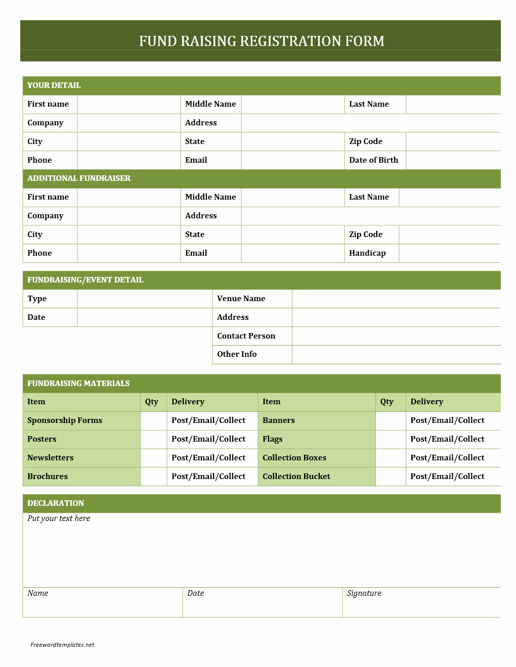 Registration forms Template Word Best Of Fundraising Registration form