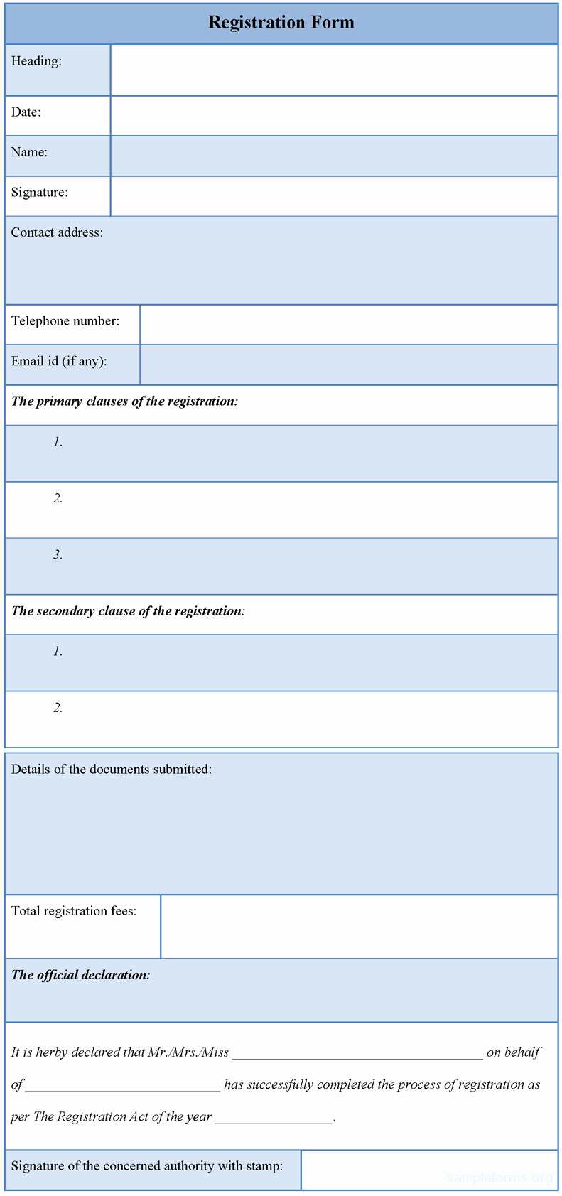 Registration forms Template Word Lovely Registration form Template Sample forms