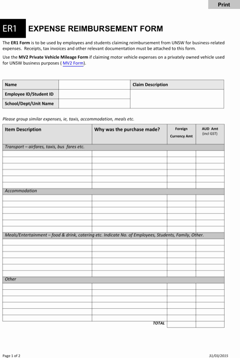 Reimbursement Request form Template Unique Expense Reimbursement form Templates&amp;forms