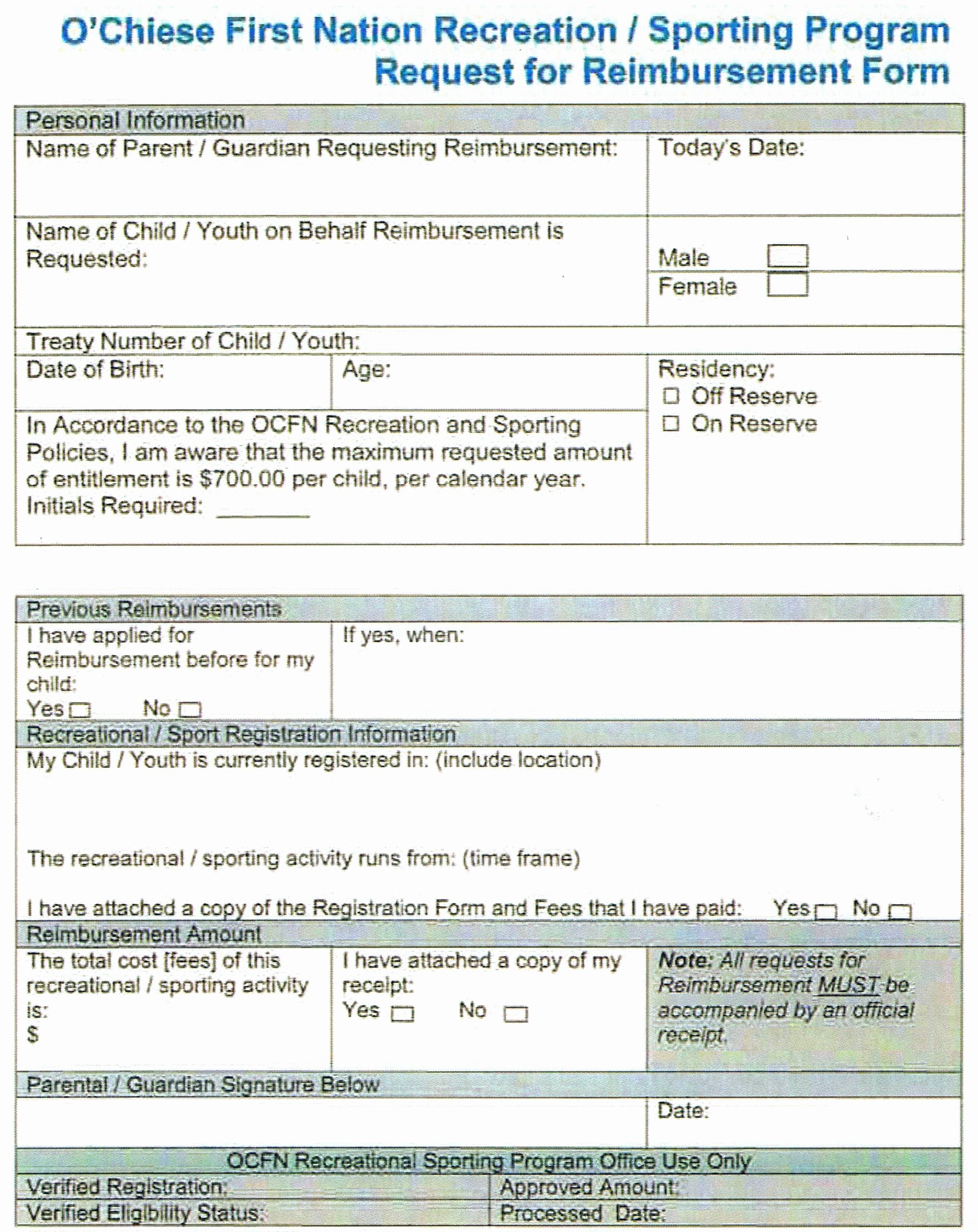 Reimbursement Request form Template Unique form Request for Reimbursement form Request for