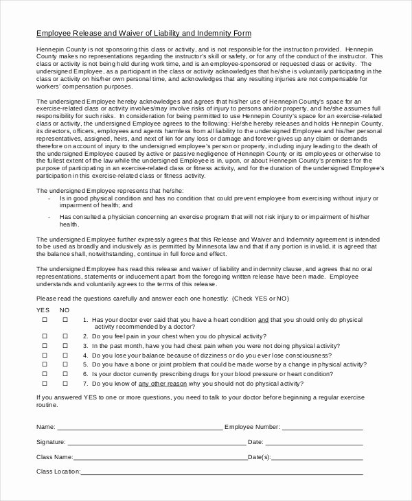 Release Of Liability Template Free Beautiful 11 Liability Waiver form Templates Pdf Doc
