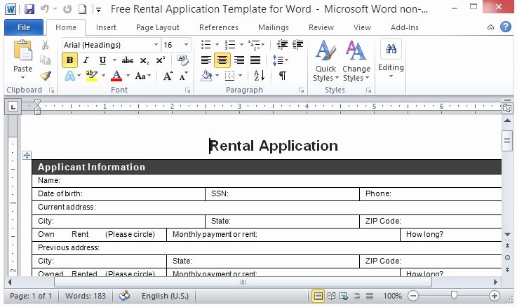 Rent Application form Template Beautiful Free Rental Application Template for Word
