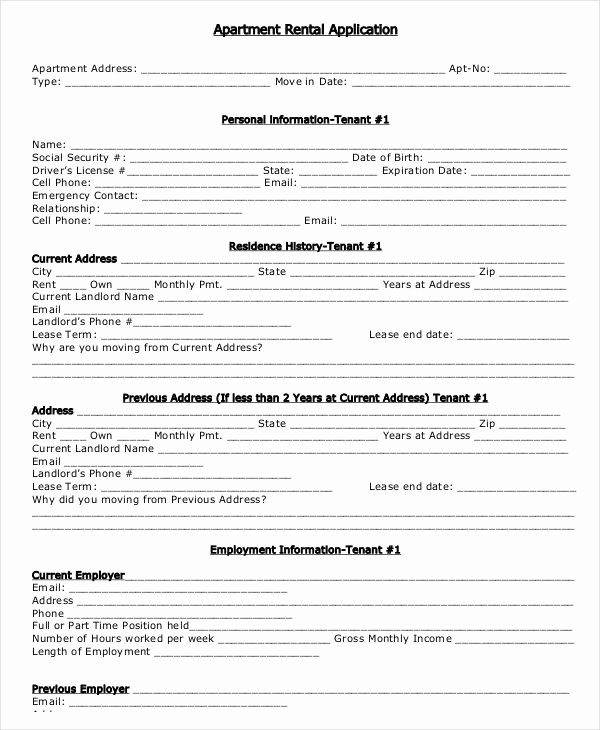 Rent Application form Template Fresh 17 Printable Rental Application Templates