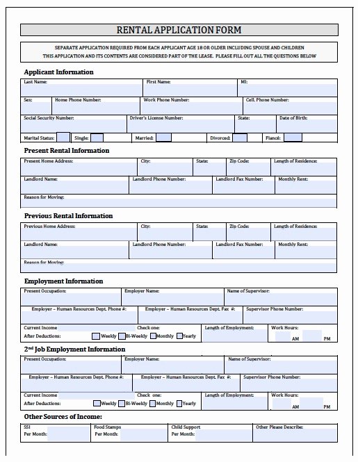 Rent Application form Template Inspirational Rental Application forms
