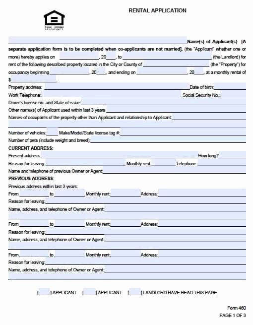 Rent Application form Template Luxury Free south Carolina Rental Application form – Pdf Template