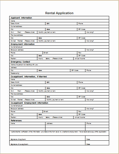 Rent Application form Template Luxury Rental Application form Template for Word