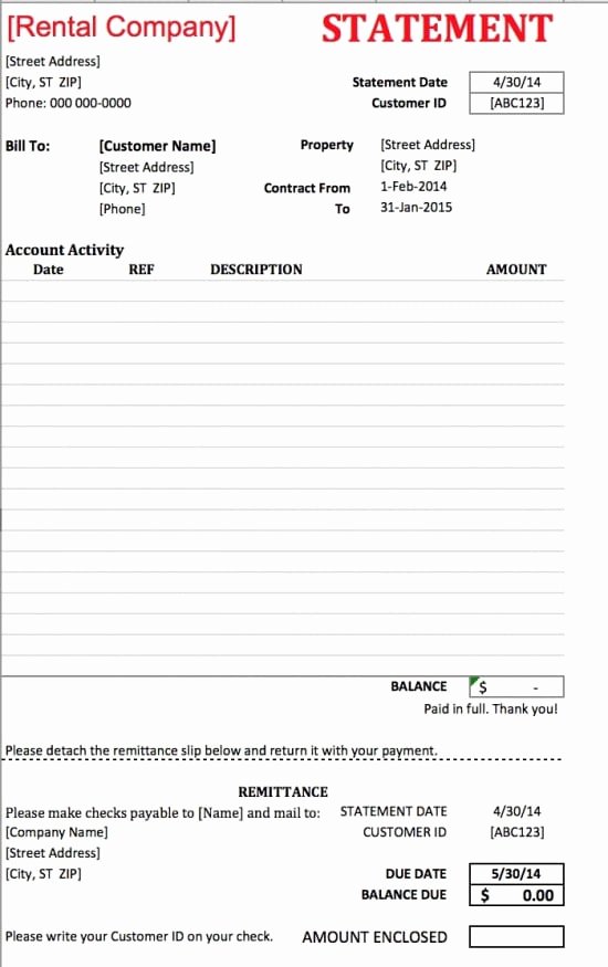 Rent Invoice Template Excel Inspirational Free Monthly Rent to Landlord Receipt Template
