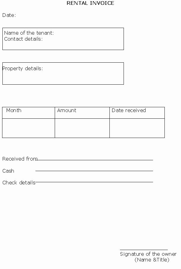Rent Invoice Template Excel New Rental Receipt Template