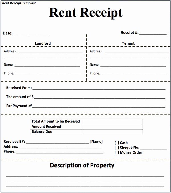 Rent Paid Receipt Template Luxury Rent Receipt format