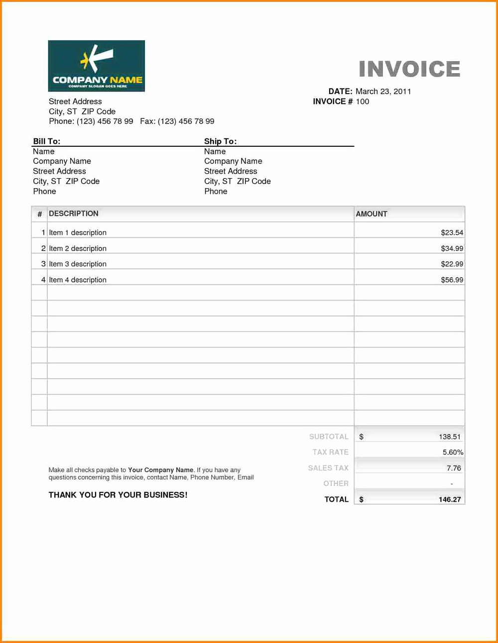 Rental Invoice Template Excel Elegant Monthly Rent Invoice Template Excel Templates
