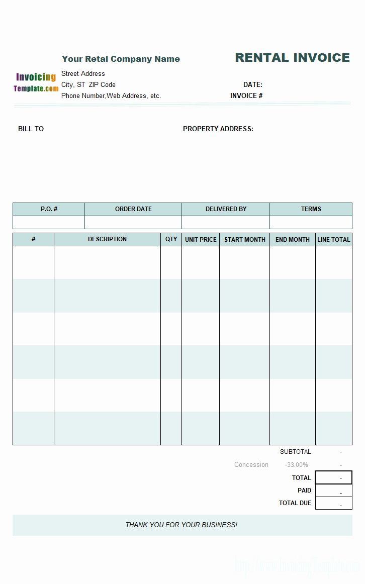 Rental Invoice Template Excel Fresh Word Rent Invoice Template