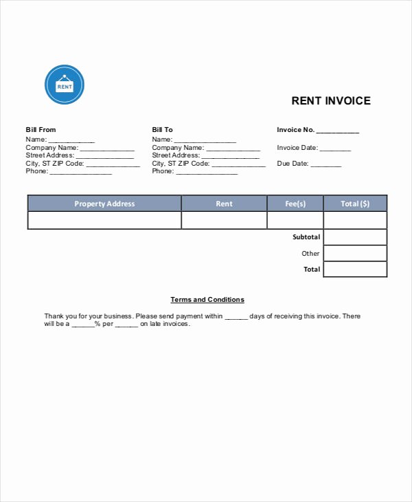 Rental Invoice Template Excel Lovely Rent Invoice Templates 8 Free Samples Examples format