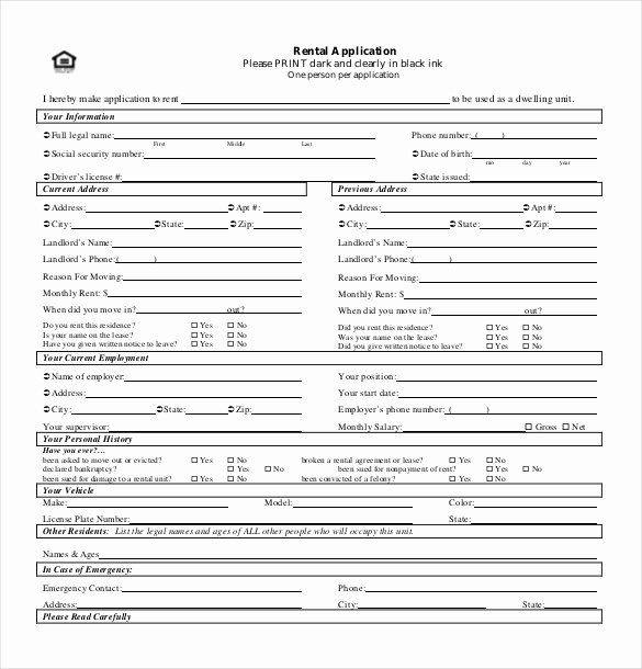 Renters Application form Template Awesome 13 Rental Application Templates – Free Sample Example