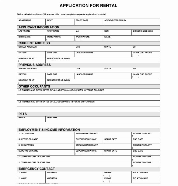 Renters Application form Template Beautiful 13 Rental Application Templates – Free Sample Example