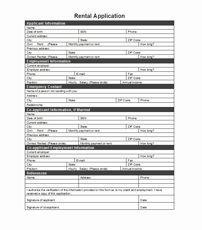 Renters Application form Template Best Of 42 Rental Application forms &amp; Lease Agreement Templates