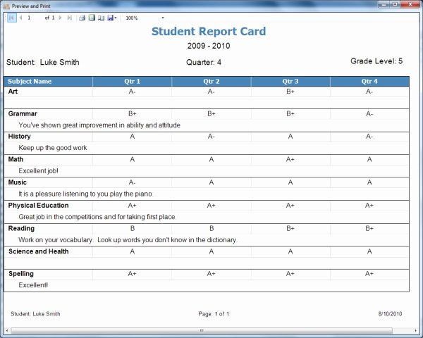Report Card Template Excel Best Of Homeschool Report Card Template Free