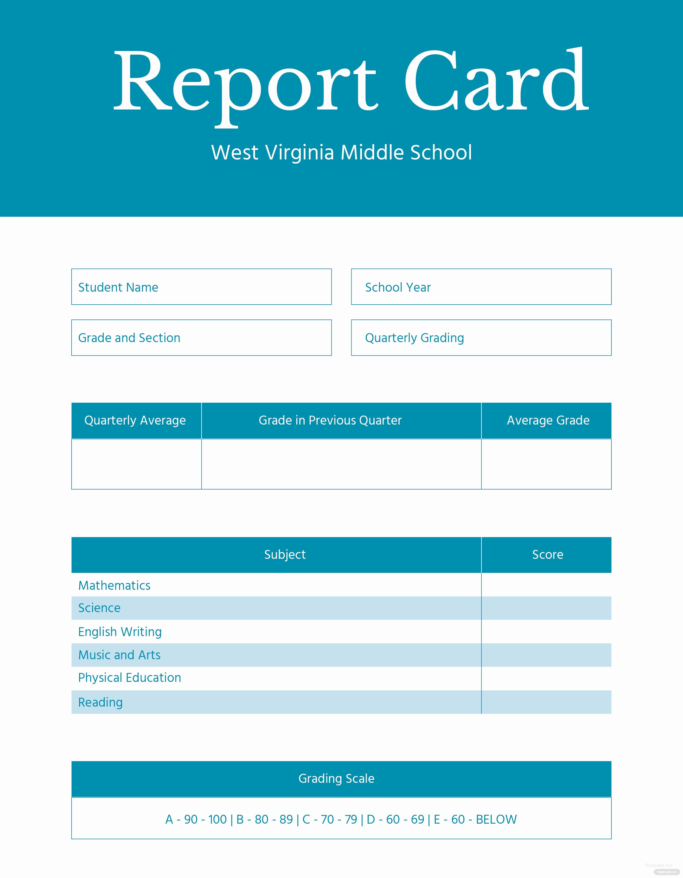 Report Card Template Excel New Free Middle School Report Card Template In Microsoft Word