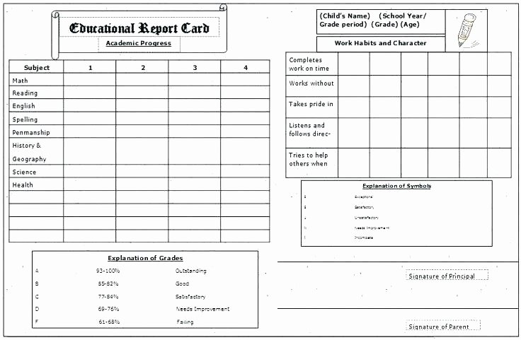 Report Card Template Excel New Student Report Card Template Excel Home School – Picks