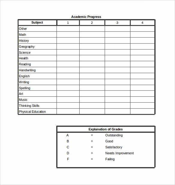 Report Card Template Excel Unique Report Card Template 28 Free Word Excel Pdf Documents