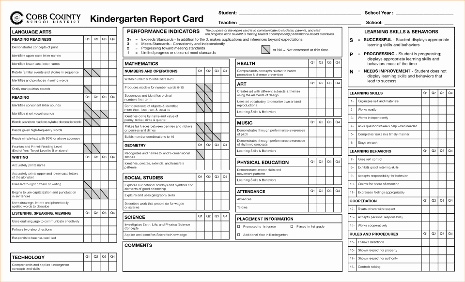 Report Card Template Pdf New Kindergarten Report Card Template Unique Awesome Blank