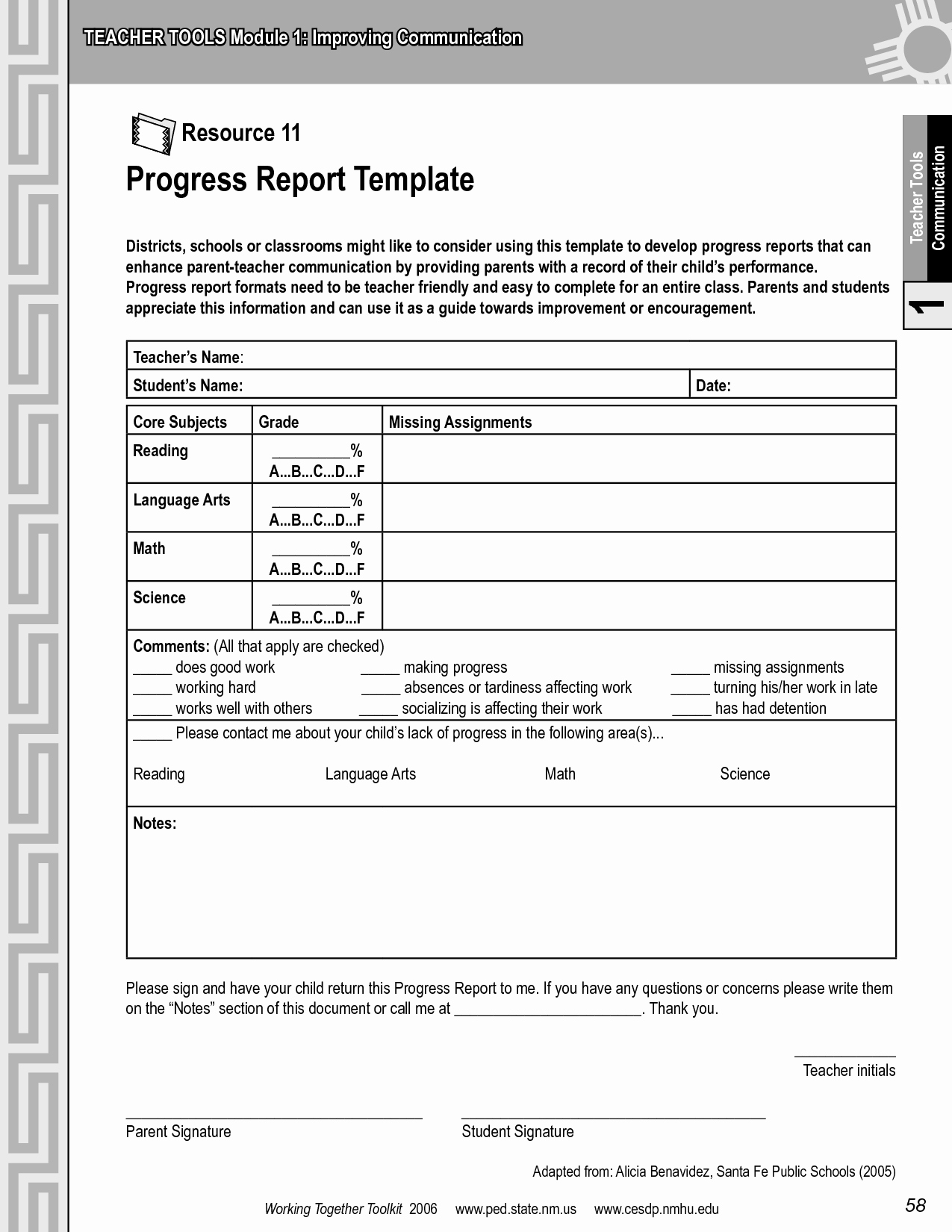 Report Card Template Pdf New Progress Report Template