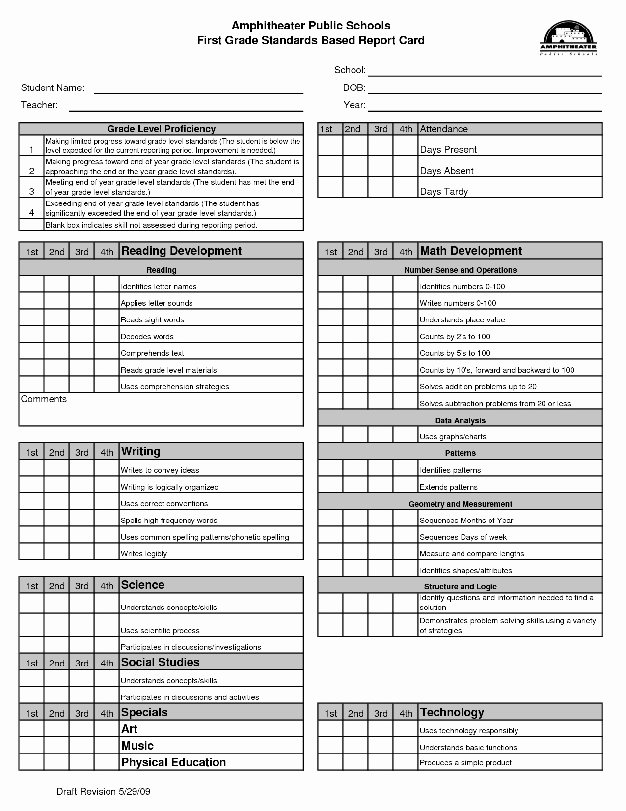 Report Card Template Pdf Unique Blank Report Card Template Activities