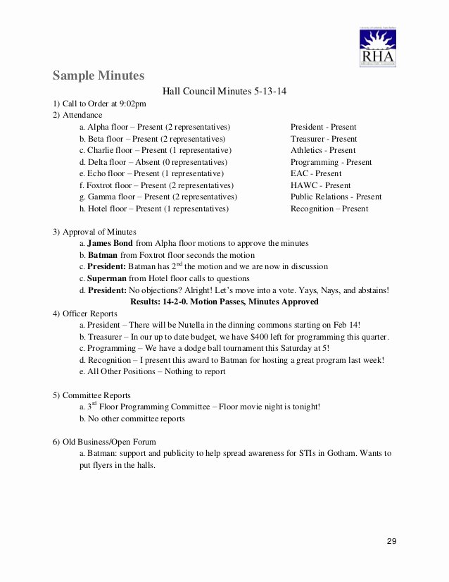 Resident Council Meeting Minutes Template Awesome Hc Pilation F3