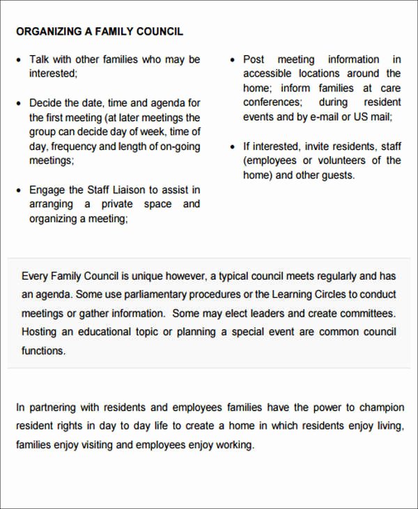 Resident Council Meeting Minutes Template Inspirational 10 Family Agenda Templates Free Sample Example format