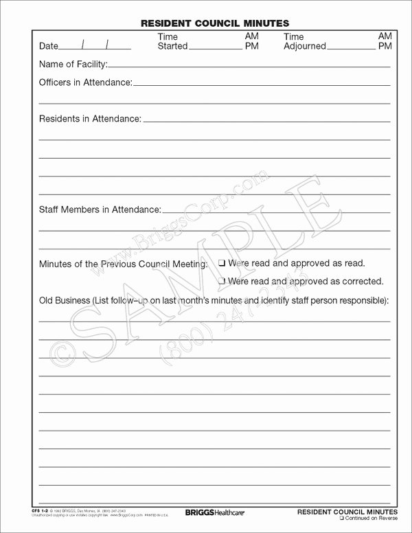 Resident Council Meeting Minutes Template