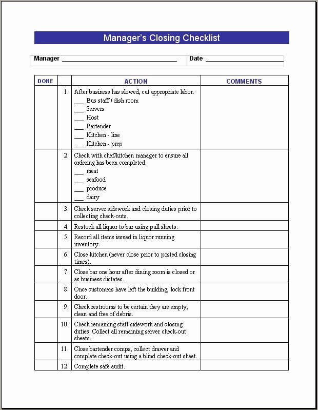 Restaurant Cleaning Checklist Template Best Of Restaurant Management Templates Free Google Search
