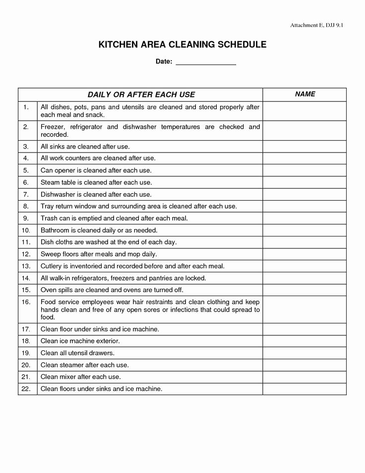 Restaurant Cleaning Schedule Template Fresh Image Result for Checklist for Restaurant