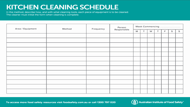 Restaurant Cleaning Schedule Template Inspirational Mercial Kitchen Cleaning Checklist Australia – Wow Blog