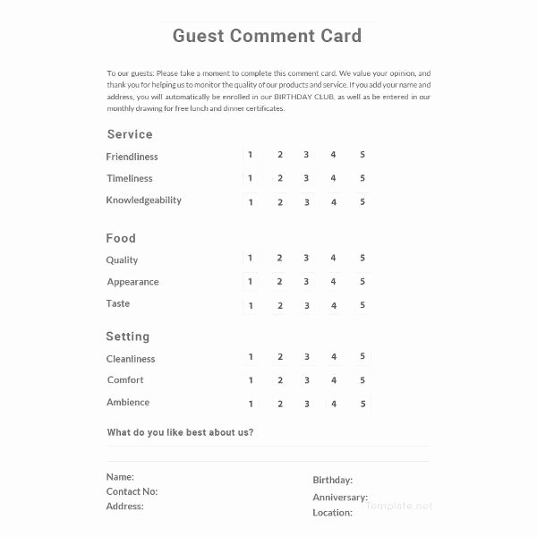 Restaurant Comment Card Template Awesome 18 Ment Card Templates Psd Ai Eps