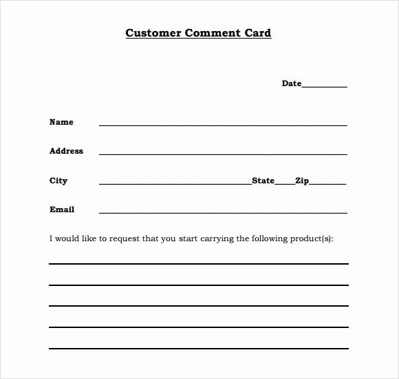 Restaurant Comment Card Template Free Inspirational 11 Ment Cards Pdf Word Adobe Portable Documents
