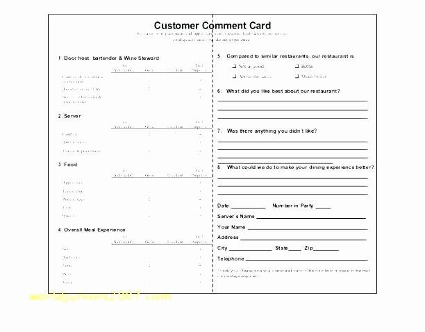 Restaurant Comment Card Template Fresh Ment Card Template for Word Awesome Embellishment Best