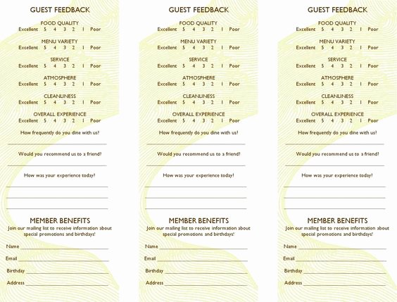 Restaurant Comment Card Template Luxury Free Restaurant Ment Card Template Dramakoreaterbaru