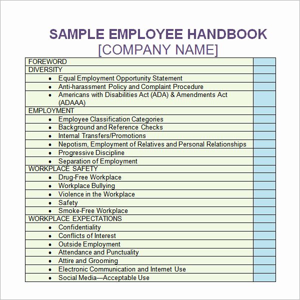 Restaurant Employee Handbook Template Free Awesome Employee Handbook Template Free Download Templates