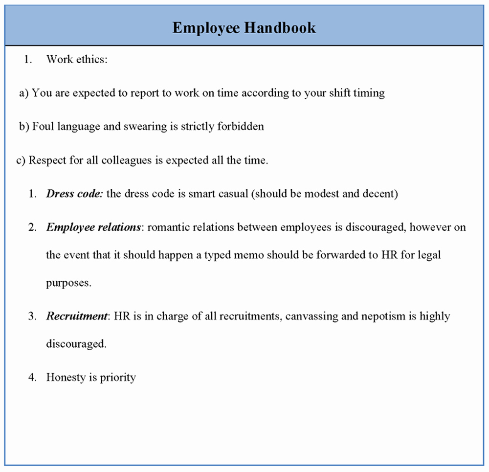 Restaurant Employee Handbook Template Free Best Of Employee Template for Handbook Sample Of Employee