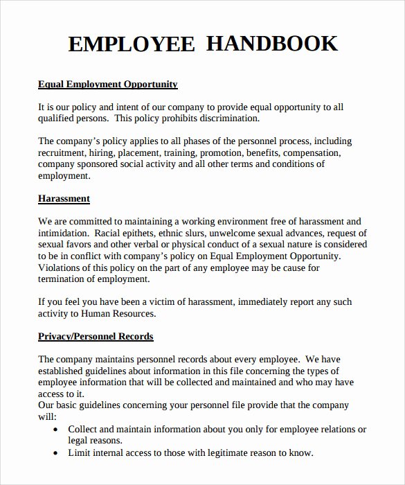 Restaurant Employee Handbook Template Free Inspirational Employee Handbook Sample 7 Download Documents In Pdf Word