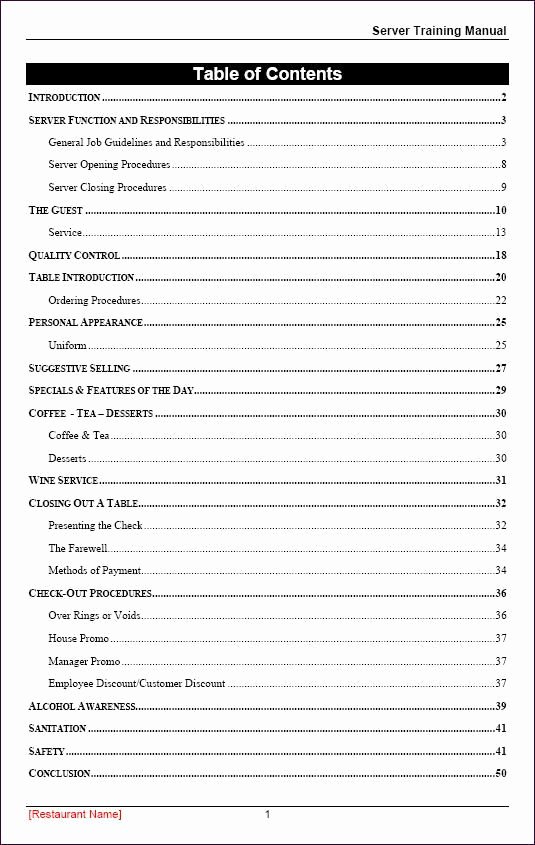 Restaurant Employee Handbook Template Luxury Restaurant Training Manual Templates
