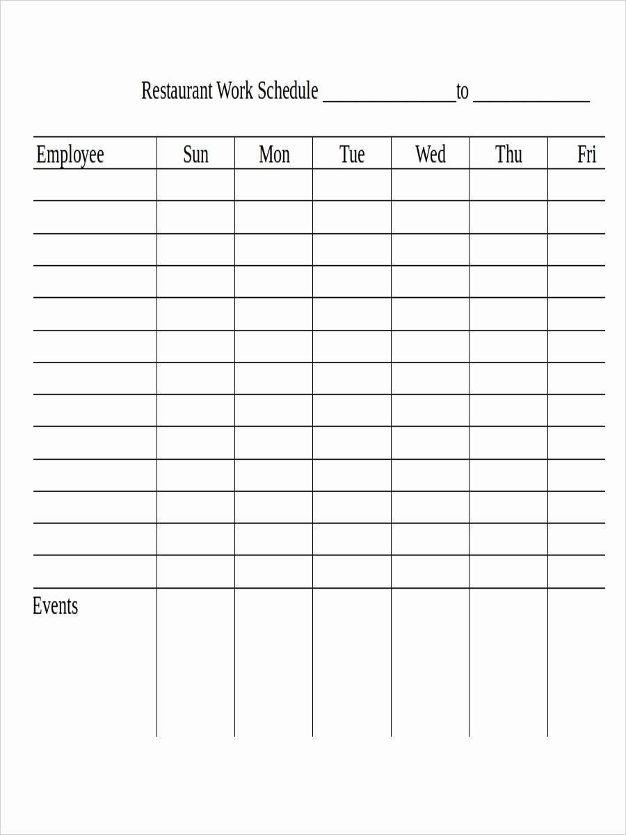 Restaurant Employee Schedule Template Luxury 7 Examples Of Restaurant Schedules