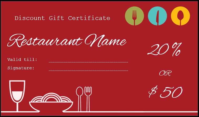 Restaurant Gift Certificate Template Fresh Gift Certificate Templates