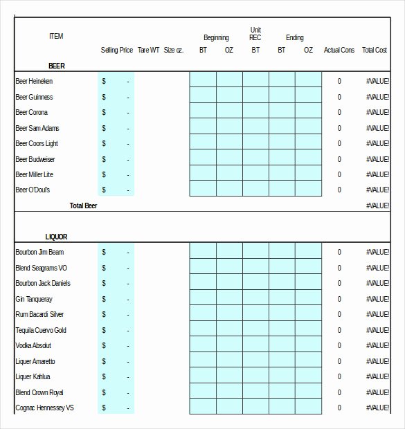 Restaurant Inventory Sheet Template New Bar Inventory Template – 11 Free Word Excel Pdf