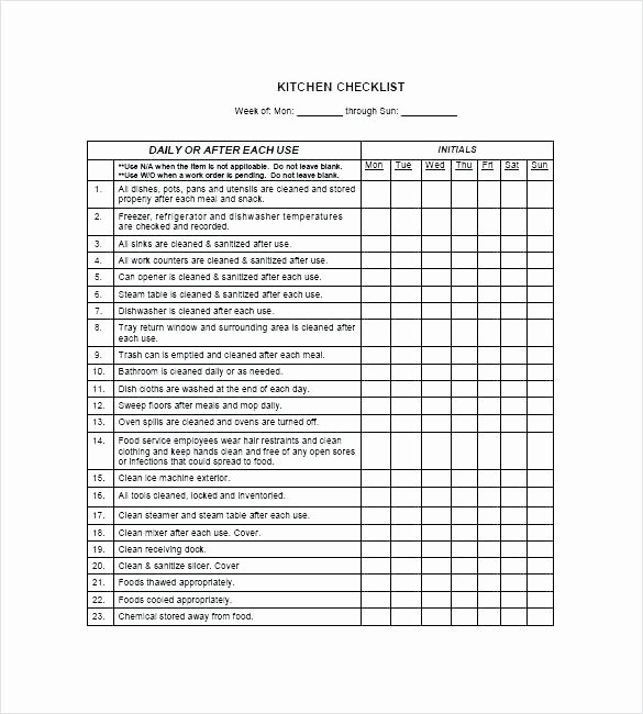 Restaurant Kitchen Cleaning Checklist Template Best Of Kitchen Cleaning Checklists – Airemasfo