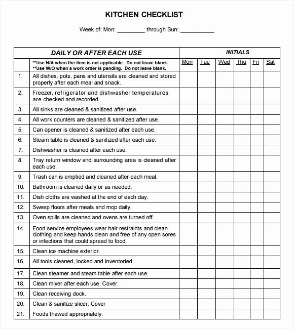 Restaurant Kitchen Cleaning Checklist Template Best Of Mercial Kitchen Cleaning Checklist Template Gallery