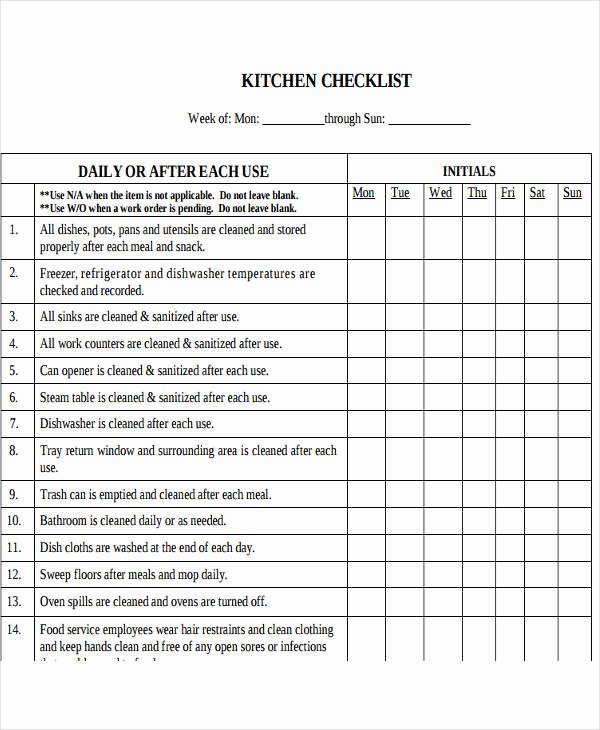Restaurant Kitchen Cleaning Checklist Template Elegant 13 Restaurant Cleaning Schedule Templates 6 Free Word