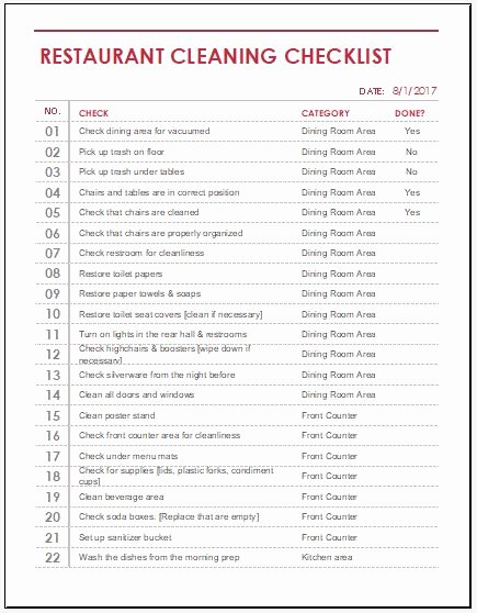 Restaurant Kitchen Cleaning Checklist Template Elegant 8 Checklist Templates for Everything